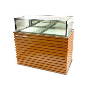 Wood / Stainless Steel Base Glass Cake Refrigerator Showcase / Pastry Display Cabinet