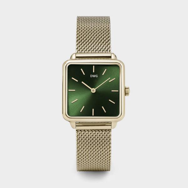 Manufacturer Supplier Exporter Green Face Dial Women Men Stainless Steel Mesh