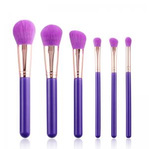 Wholesale Fashion Cosmetic Brush Cruelty Free Dark purple Wood Handle Brush With Bag
