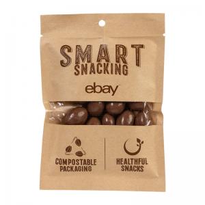 Kraft Paper Food Packaging Ziplock Bag with Window , Biodegradable Edible Packaging Bag