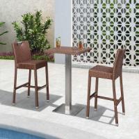 China Hotel Rattan High Table And Chairs OEM Wicker Bar Stools With Backs on sale