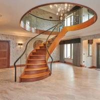 ASTM Indoor Hand Forged Metal Spiral Stairs Villa Luxury Modern Curved Staircase