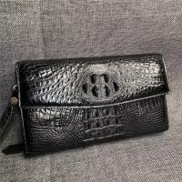 Authentic True Alligator Leather Men Wristlets Envelop Purse Genuine Exotic Crocodile Skin Male Clutch Bag