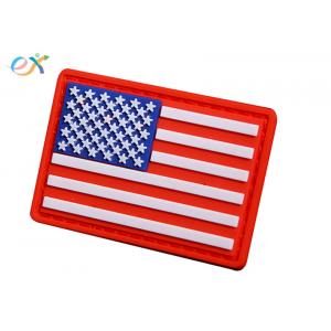 China Embossing Military USA flag Soft PVC Rubber Patch With Loop and Hook Backing supplier