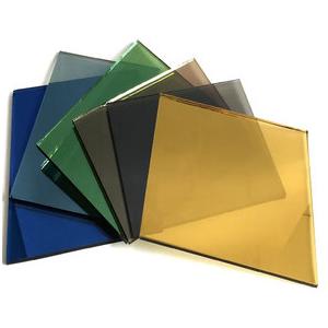China Blue Tinted Tempered Glass 10mm 12mm Coated With Yellow Brown Green supplier