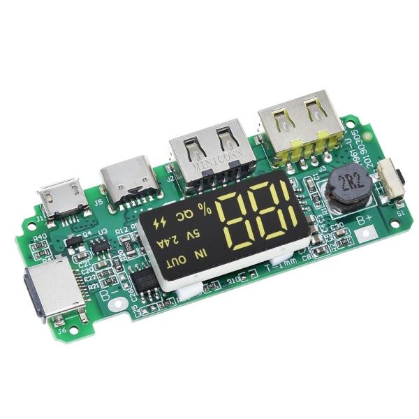 Dual USB 5V 2.4A Micro/Type-C LED USB Mobile Power Bank 18650 Charging Module Lithium Battery Charger Board Circuit Protection