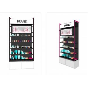 High Class Glossy Black Cosmetic Shop Display Stand With Drawer Shelf
