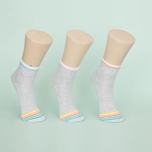 Breathable Summer Color Stripes Mens Gray Ankle Socks With Elastane Materials