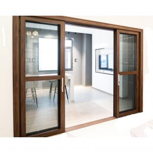 Hall 6063 Aluminum Sliding Doors With Mesh Wood Grain Frame