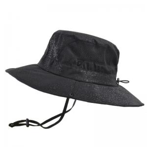 Summer Men'S Outdoor Leisure Big Brim Two Styles Fisherman Hat With Windproof Rope