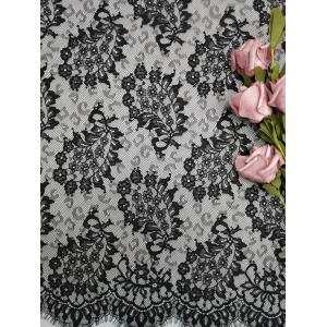 China Paisley French Lace Black Lightweight Tulle Lace Fabric wholesale