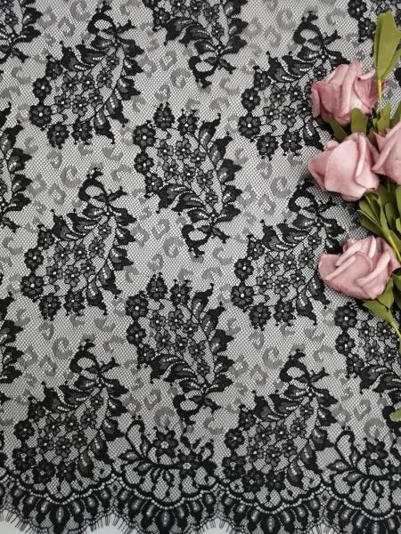 Paisley French Lace Black Lightweight Tulle Lace Fabric