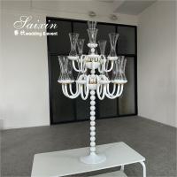 China Saixin Design Tall Wedding Centerpiece candelabra Crystal White 16 Arms Candle holders on sale