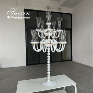 Saixin Design Tall Wedding Centerpiece candelabra Crystal White 16 Arms Candle holders