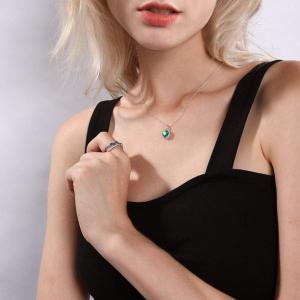 6.06 Carat TCW Heart Cut Gemstone Created Emerald 925 Sterling Silver Necklace Pendant with free 18 Chain