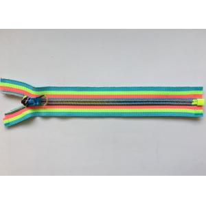 China Rainbow Coloured Cotton Webbing Straps Gradient Teeth Zipper With Original for Garment supplier