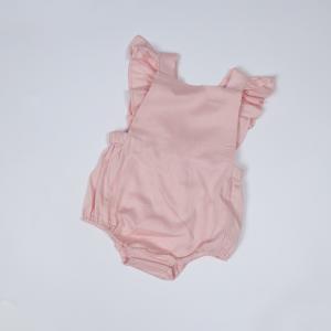 New Born Rompers Pink Color Poplin Fabric Baby Dress Jumpsuits