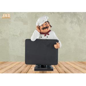 China Antique Polyresin Chef Figurines Mini Wooden Chalkboards Resin Chef Tabletop Statue supplier