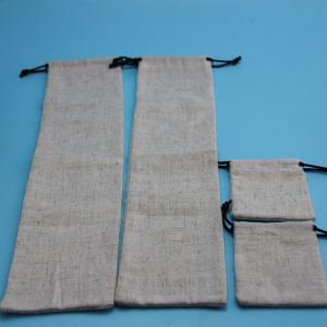 Bamboo Fabric Jute Drawstring Bag Customized Color / Size OEM Service