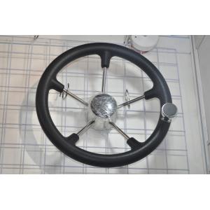 China Newly5 Spoke Stainless Steel Boat Marine Steering Wheel With Black PU Foam supplier