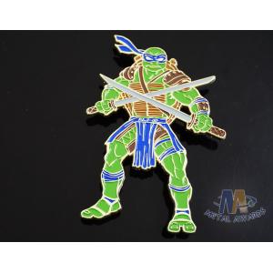 China Custom Logo Ninja Turtle Zinc Alloy Metal Lapel Pin Bages, Cut Out Stye Shiny Gold Plating With Rupper supplier