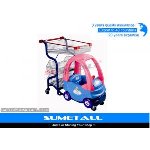 Popular Plastic Body Children Shopping Trolley With Child Car Seats For Grocery Store