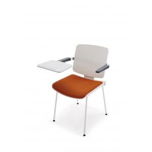Stackable Plastic PP Office Chair With Writing Pad Aluminium Alloy Wordpad