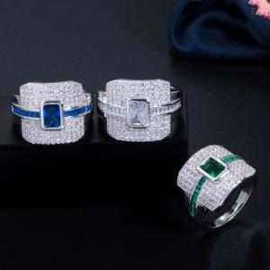 China Elegant square Shaped CZ Rings Women Ring  for Wedding Ring Wedding Sweet Design Jewelry Valentine's Day Love  Ring supplier