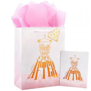 China Custom Order Customised Logo Personalised Coated Paper Bag for Happy Wedding Gift supplier