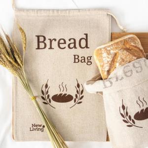 China Screen Printing Unbleached Linen Bread Drawstring Bag wholesale