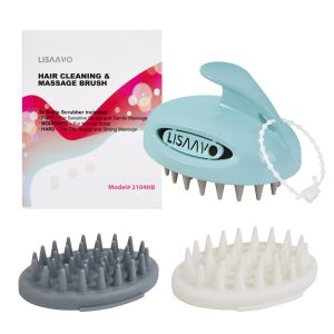 China Blue Easy Clean Scalp Massager With 3 Interchangeable Scrubbers wholesale
