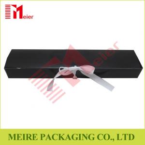 Art Card hair extension packaging black color glossy printing hair box with ribbon closure
