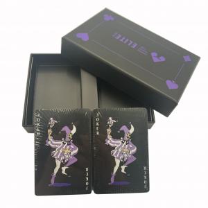 Reusable Nontoxic Black Plastic Playing Cards , Matte Water Resistant Playing Cards