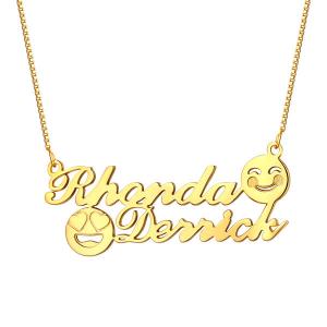 1.8ft 0.07oz Emoji Gold Necklace S925 Memorial Initial Name Necklace