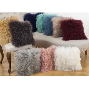China Genuine Lamb Mongolian Fur Pillow 18 X 18 With Customized Color / Shape supplier