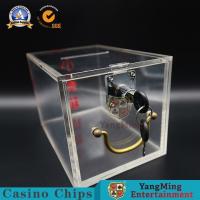 China Custom Full Clear Lockable Cash Box / Acrylic Cards Holder Casino 8 Decks Playing Plastic Dealer Money Drop Box on sale