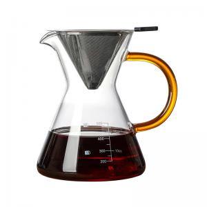 China Funnel Shaped Lead Free Borosilicate 500ml Coffee Glass Pot supplier