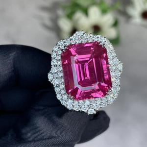 China 2040C Trigonal Pink Sapphire And Diamond Ring Sapphire Stone Ring supplier