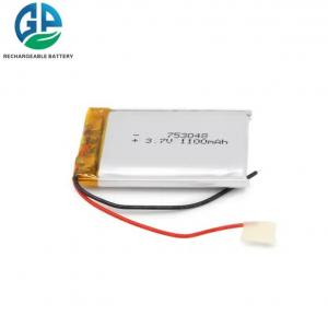 China KC IEC62133 Approve 753048 3.7V 1100mAh Lipo Battery Rechargeable Battery Pack With Pcb Li-Polymer Battery supplier