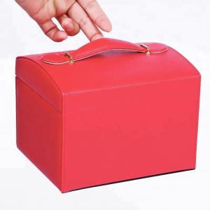 China Travel / Gift Red Leather Jewelry Box Durable With Mirror Multi Components supplier