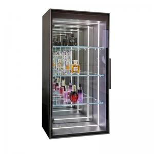 China Elevate Your Living Room with Fashionable Glass Door LED Infinity Mirror Wine Cabinet supplier