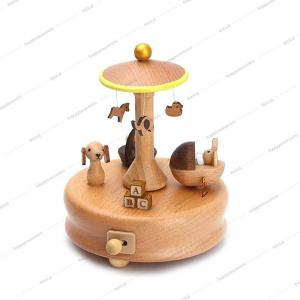 China Miniature Figurine 11.4cm Rotating Wooden Music Box wholesale