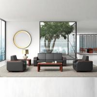 China 3 Seat Office Furniture Sofa Lounge Set Black Leather Modular on sale