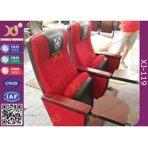 China Customize Church Hall Chairs With Soft Padded And Logo Sewed On Back Rest supplier