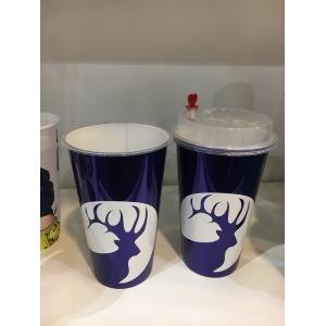 China Stackable reusable beverage tumbler 500ml IML plastic party cup with custom wholesale