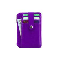 China Purple Color Slim Credit Card Holder , Pocket Change Purse For Women / Girls on sale