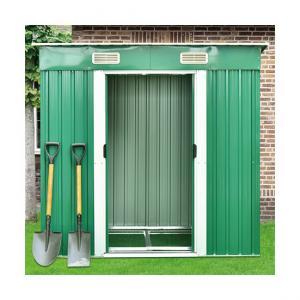 8x10ft Outdoor Metal Storage Shed / 8x8 Pent Roof Shed with Double Slide Door