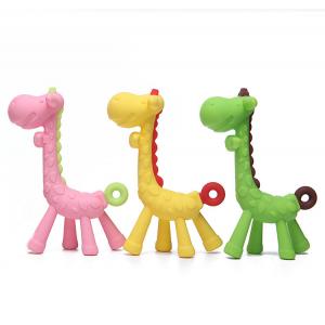 Pink Green Giraffa Silicone Teether Soft And Durable For Babies