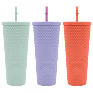 24 Oz Vacuum Tumbler Mug durable coffee Summer Matte Plastic Water Cup With Lid Straw Party
