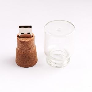 China 16GB 32GB 64GB Wooden USB Flash Drive Bottle Shaped Glass Wine Stopper supplier